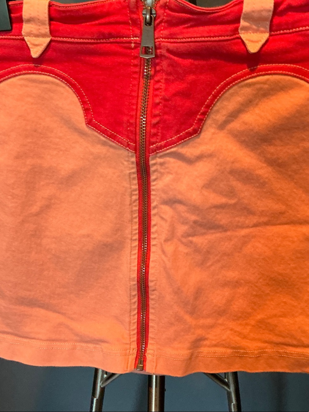 BDG Two-Tone Pink and Red Mini Skirt - Picture 5 of 9